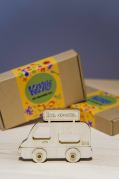 ხის სათამაშოს DIY ყუთი - ნაყინის მანქანა